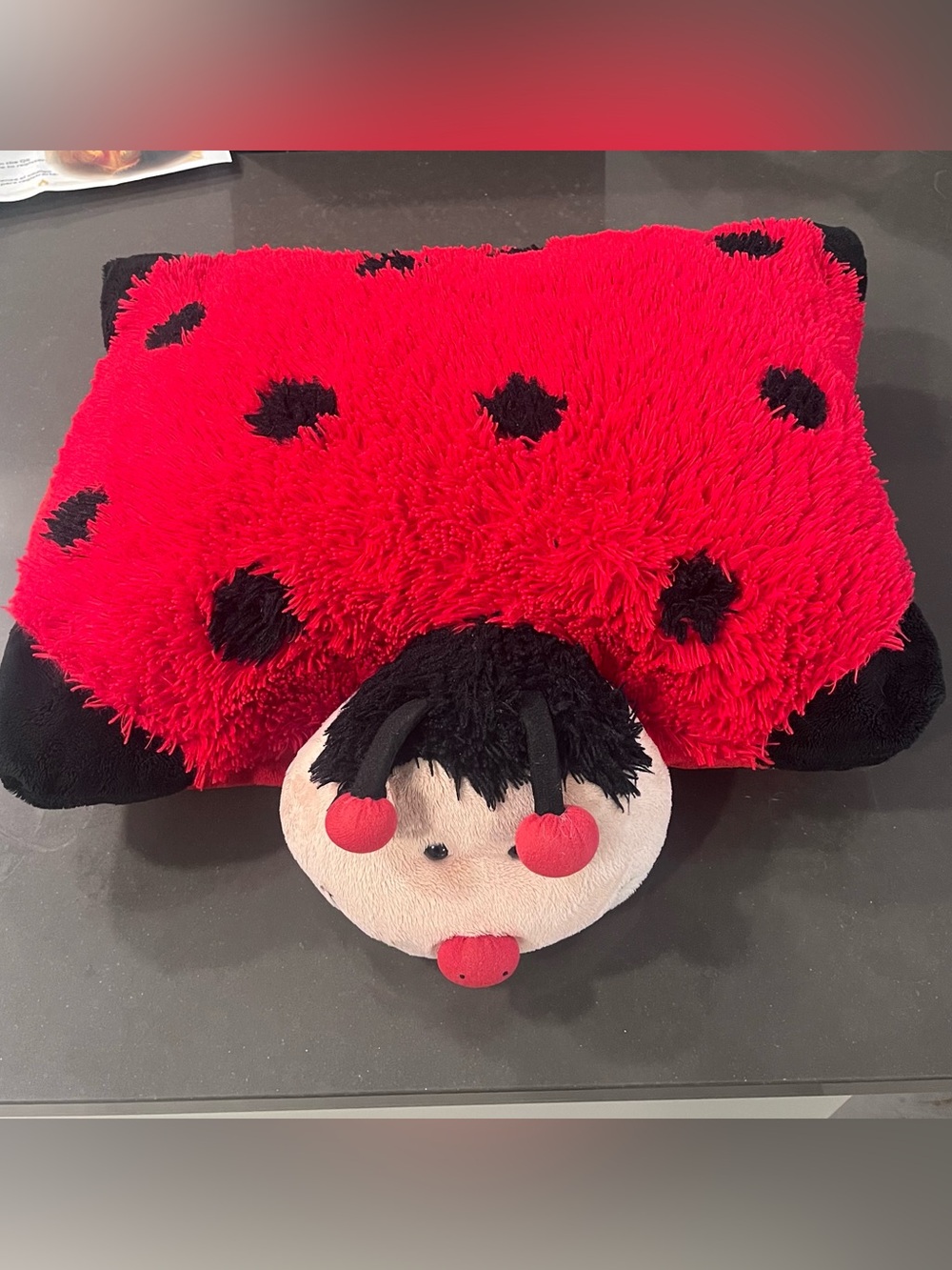 Pillow Pet Ladybug Red Black 2010 Soft Stuffed Plush Rare Retired 18” Bug Cute